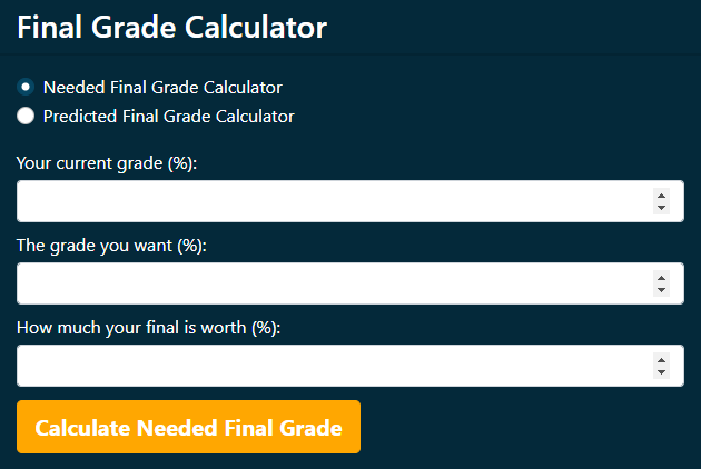 final grade calculator grades and percentages